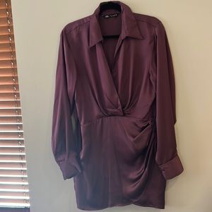 NWOT Zara silk shirt dress